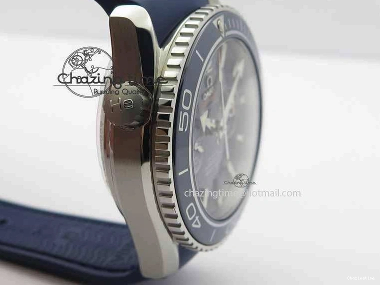 0508 Chic Planet Ocean Master Chrono 45mm SS OM 1:1 Best Edition Blue Dial On Blue Rubber Strap A 8172
